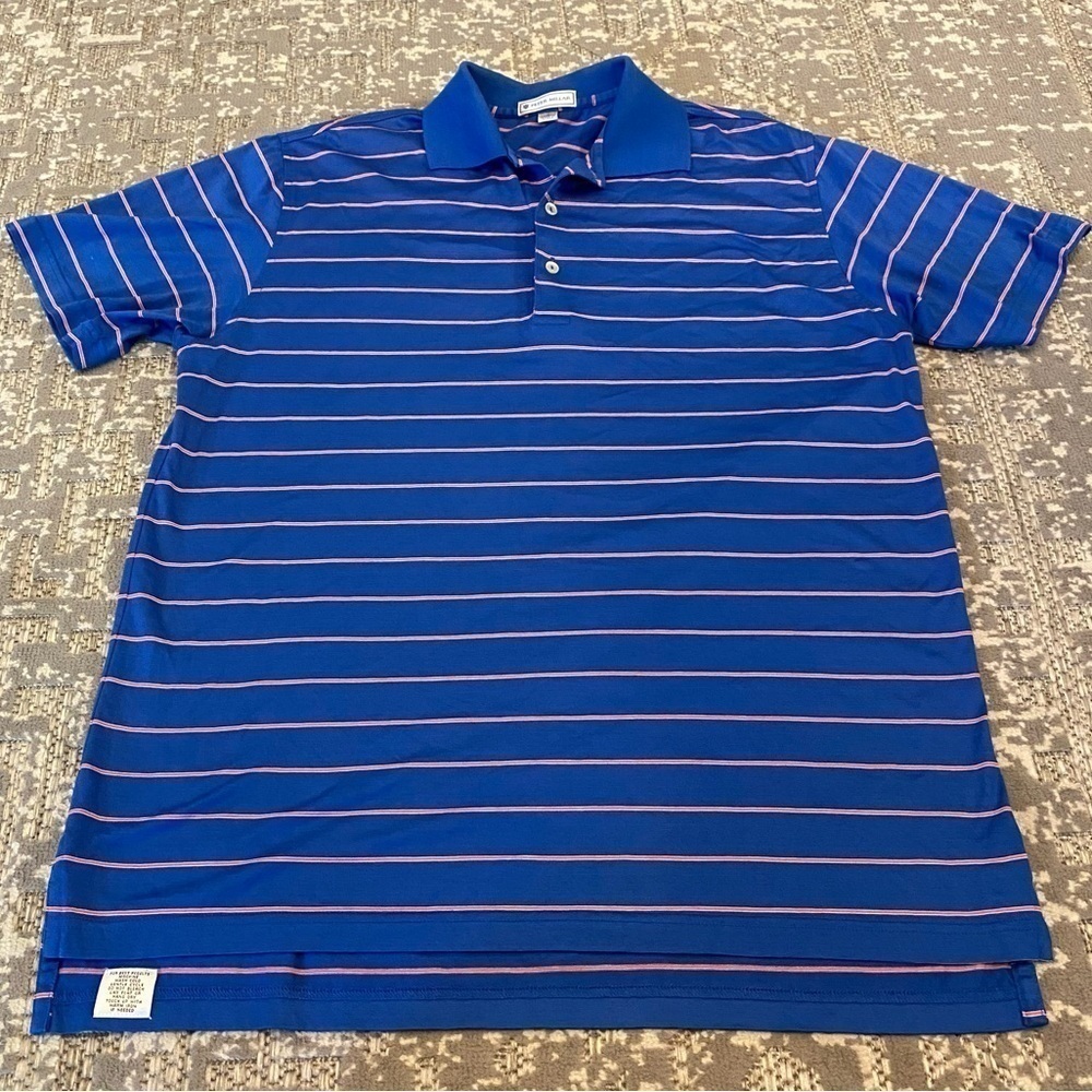 Peter Millar Blue and Pink Striped Polo Shirt